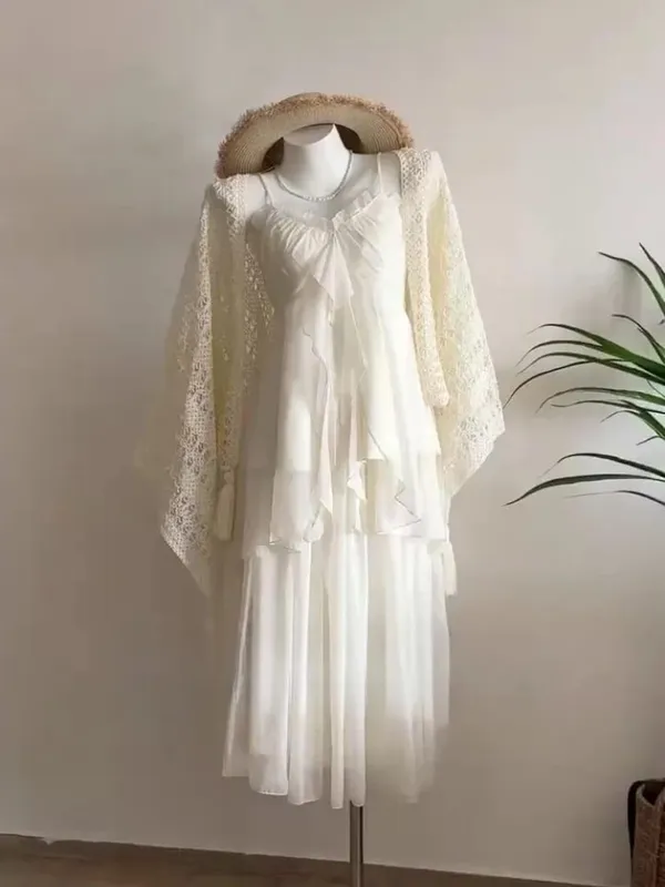 2026 mulher japonesa doce renda flor y2k estética bandagem vestidos grunge harajuku sem mangas retalhos vestido vintage chique — image 4