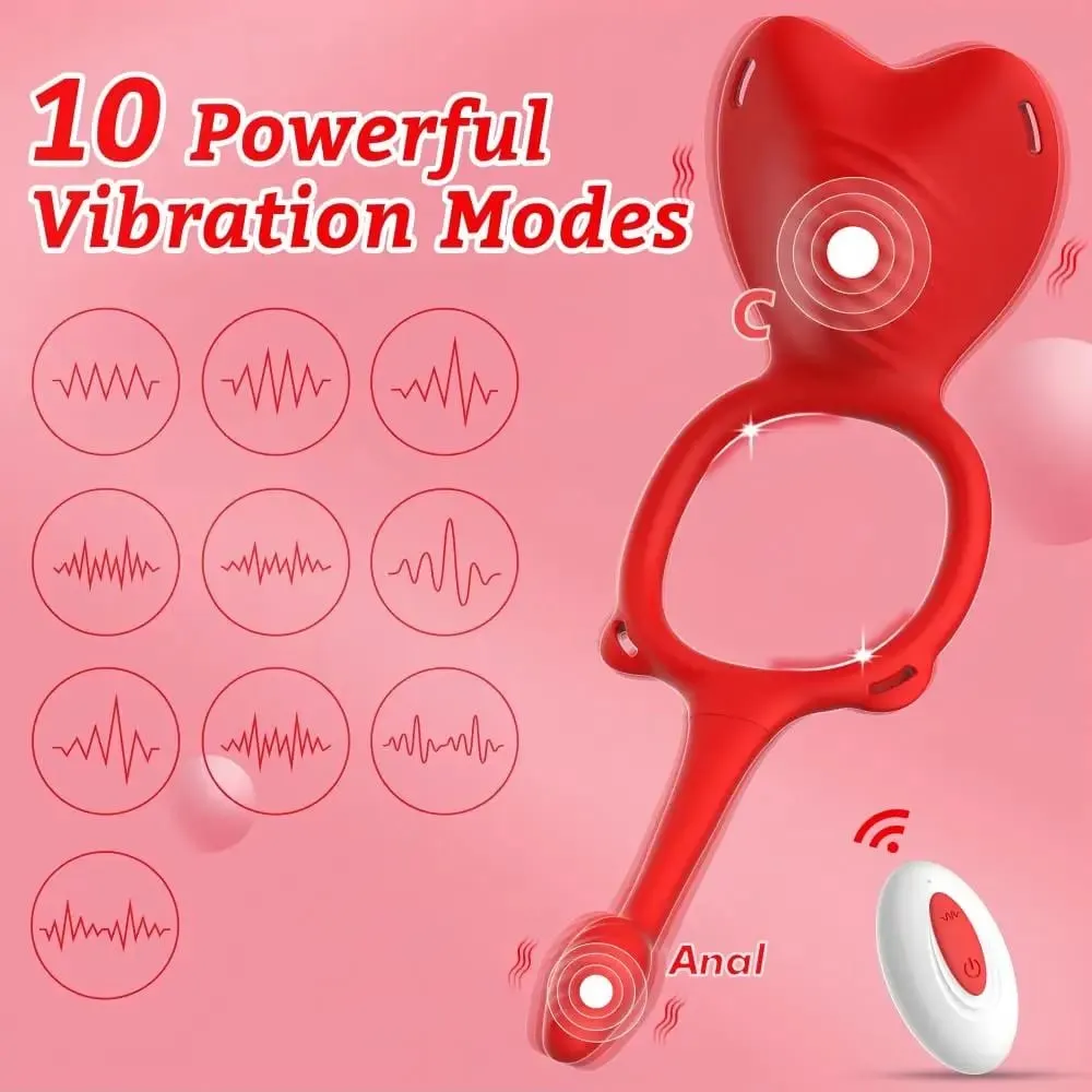 4-in-1 Wearable Vibrator 10-Frequency Vibration Penis Ring Clitoris Stimulator G-Spot Anal Massager Adult Sex Toys Masturbator — image 3
