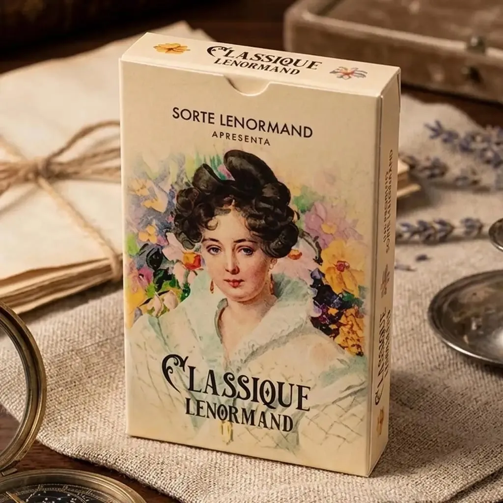 Classique Lenormand Deck 9*6cm - 37 Vintage Style Divination Cards - Classic Portuguese Edition Double-embossed Cardstock