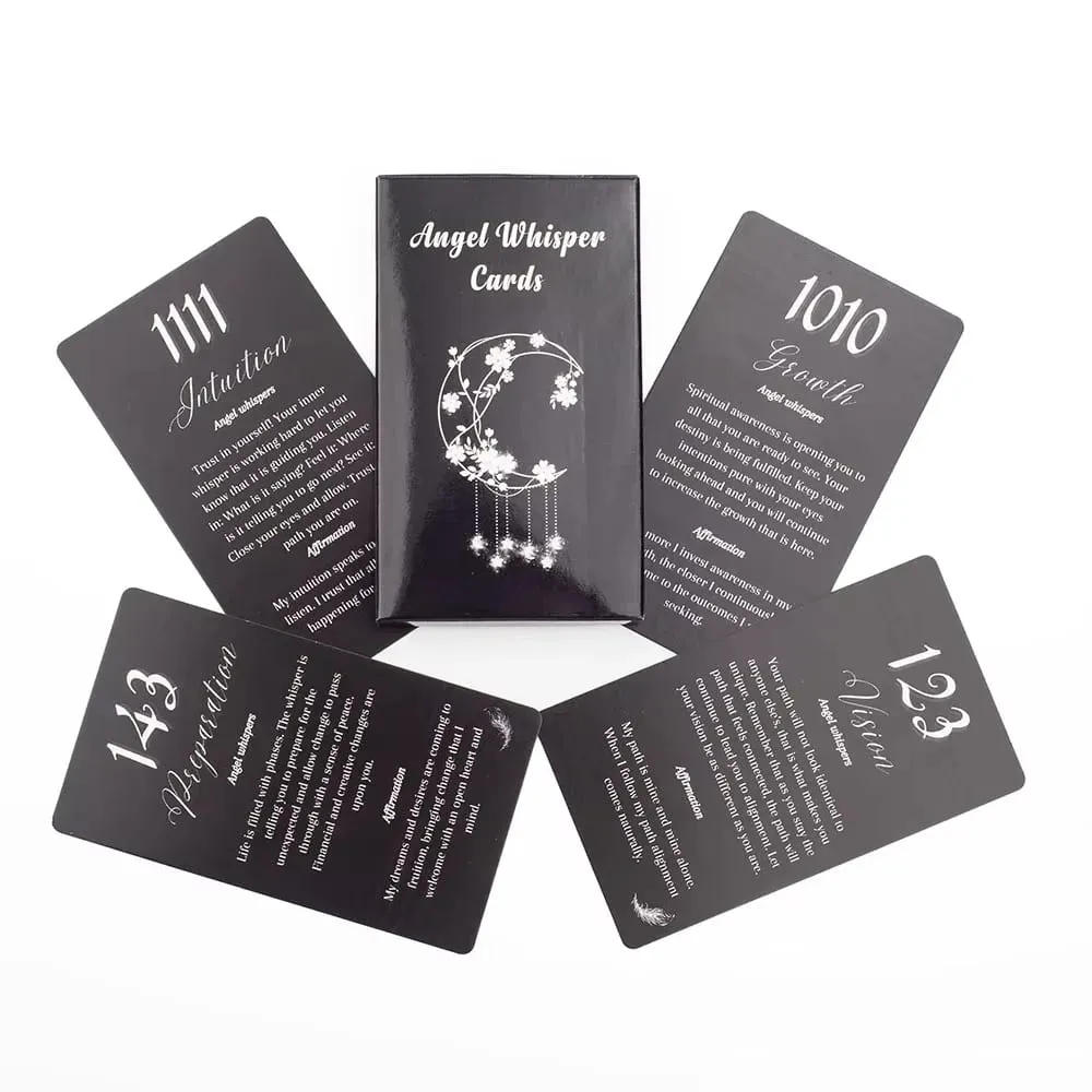 Angel Whisper Cards 26PCS Angel Number Oracle Deck Daily Affirmation Cards Spiritual Guidance Divination Tarot Mindfulness