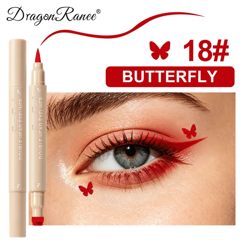 Double Head Eyeliner Stamp Waterproof Colorful Eyeliner With Heart/Star/Butterfly/Triangle Liquid Liner Seal Decorative Makeup
