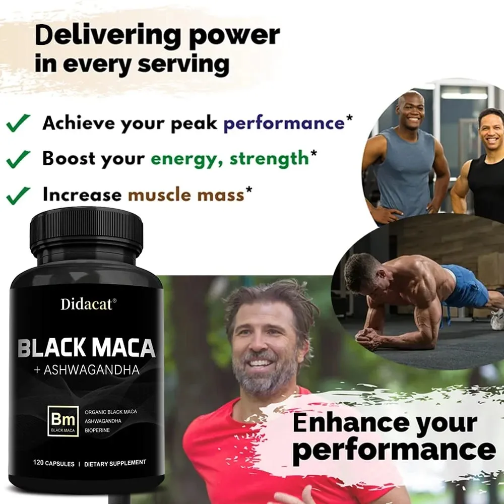 Organic Black Maca + Ashwagandha - High-concentration Black Maca Capsules for Men Supporting Strength Endurance and Vitality — image 5
