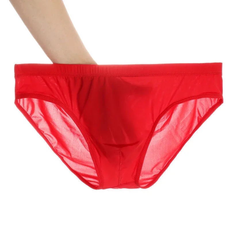 2 pçs ultra fino cuecas de seda gelo masculino plus size M-4XL cor sólida juventude translúcido cintura baixa respirável sexy calcinha masculina — image 10