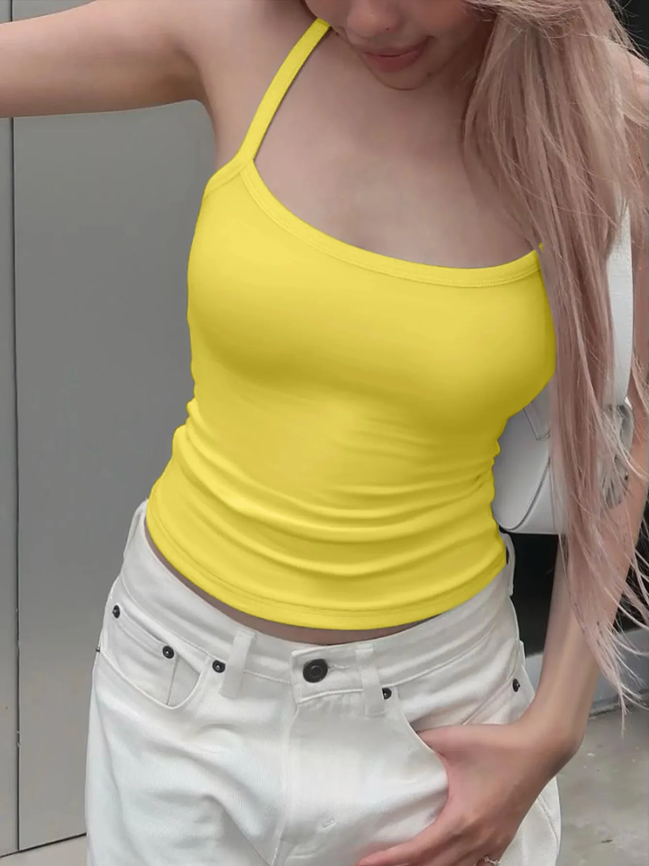 Hugcitar 2026 Summer Solid Slips Backless Sexy Crop Camis Top Women Fashion Y2K Clothes Streetwear Sport Party Club Wholesale — image 12