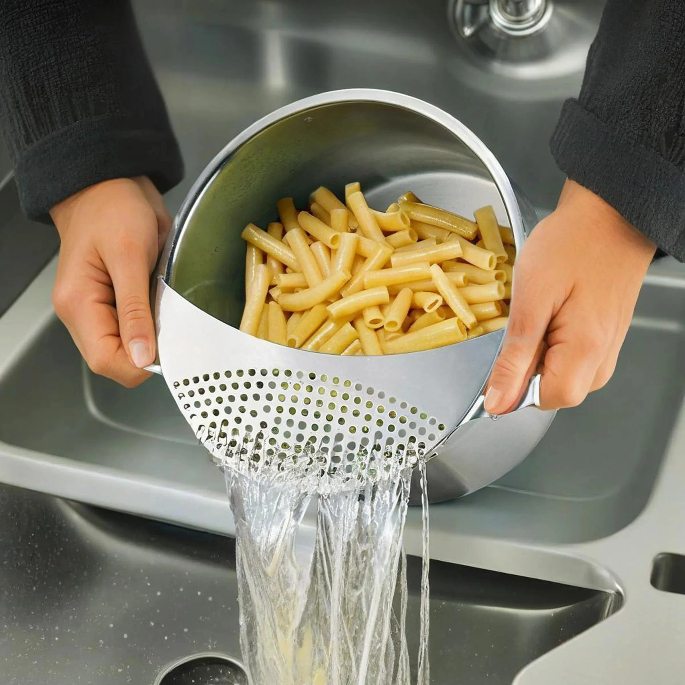 1/2Pcs Pot Strainer Set Stainless Steel Universal Fit Dishwasher Safe Colander for Fruit Veggie Pasta Home Kitchen Cooking — image 9