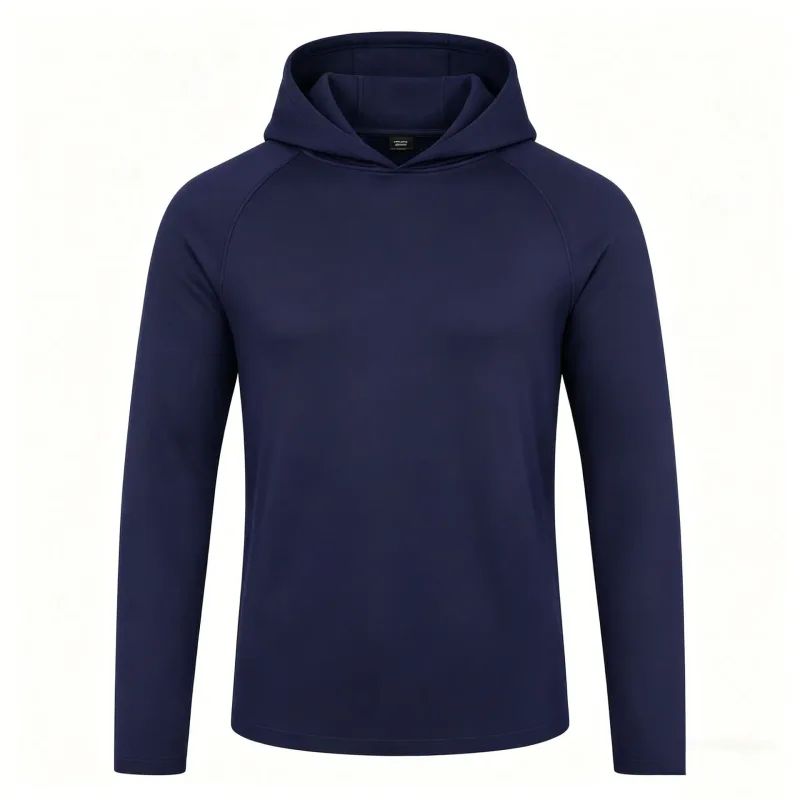 Camisetas masculinas de manga comprida com capuz e proteção solar Camiseta de secagem rápida sólida para homens Bodybuilding Fitness Muscle Sportwear Roupas de ginástica — image 9