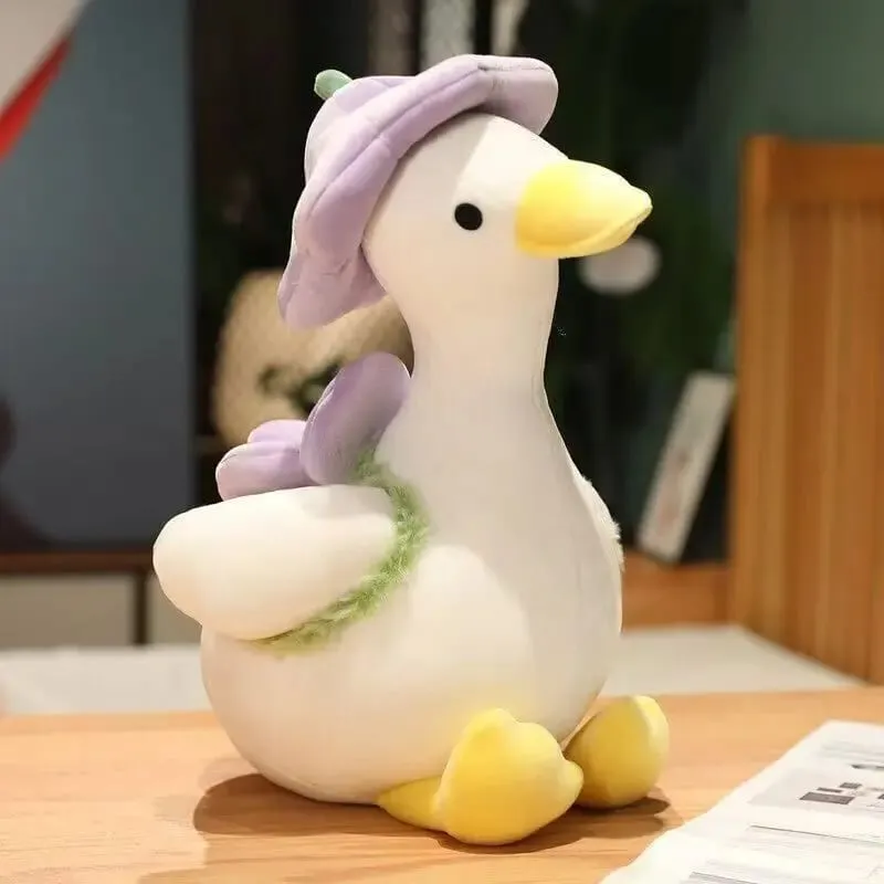 Cute Little Duck Doll Flower Duck Plush Big White Goose Doll Super Soft Sleeping Pillow Birthday Gift Decoration Toy for Kids