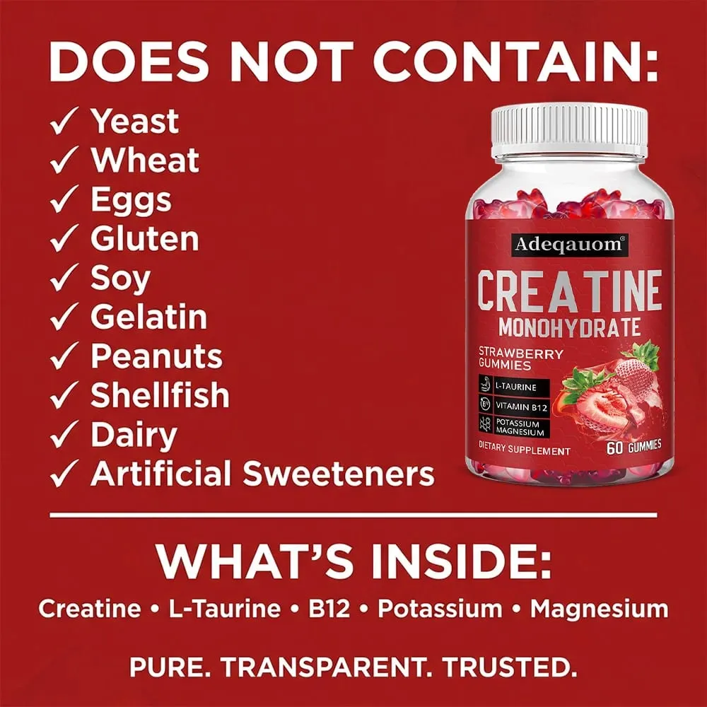 Creatine Monohydrate Gummies 5g for Men & Women To Support Muscle Strength Recovery Cognitive Health & Memory — image 6