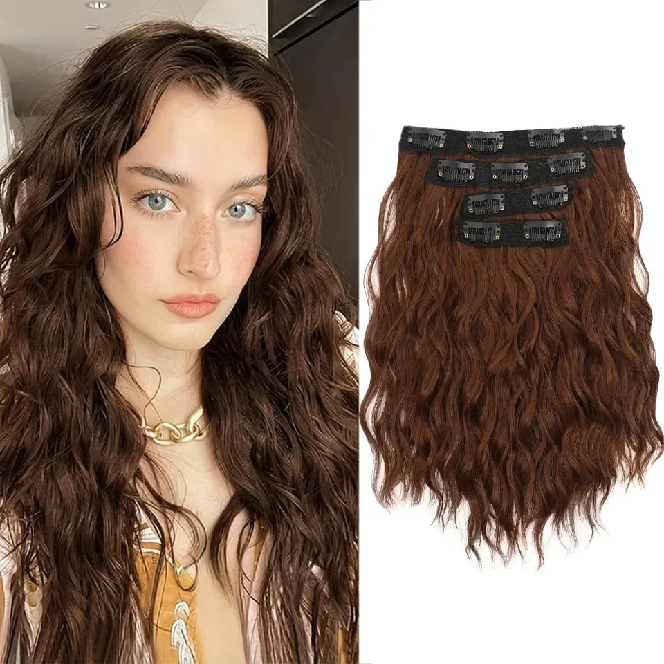 12 inch Four Piece Water Ripple Short Roll Clip Hair Extensions Suitable For Women's Daily Gatherings Gestivals And Celebrations