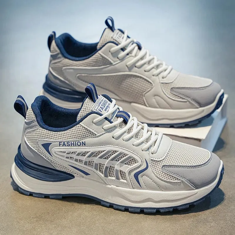 Spring Summer Men Sneakers Breathable Mesh Casual Shoes Platform Chunky Dad Footwear Lace Up Walking Running Shoes