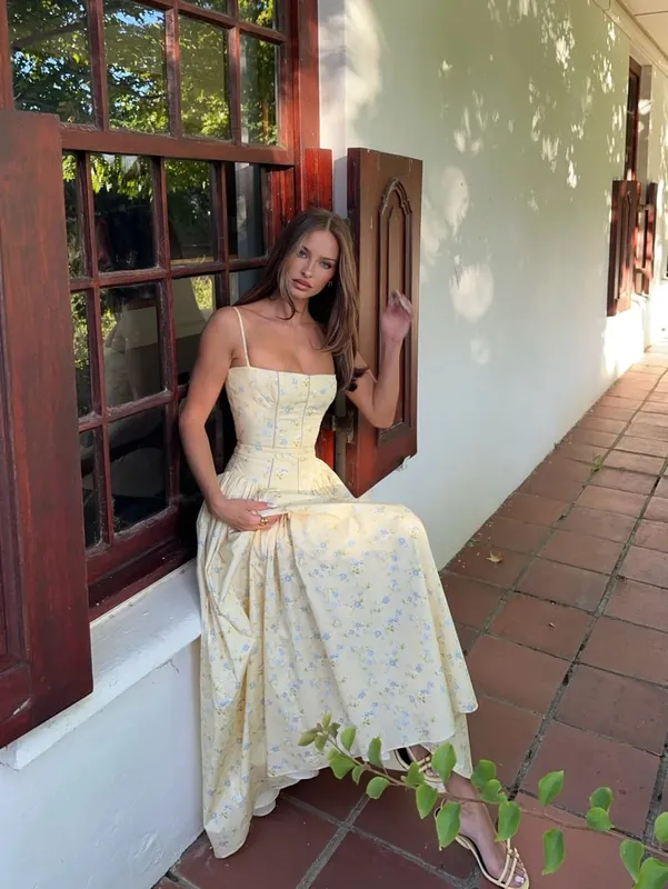 Suninheart roupas de verão para mulheres vestido midi elegante 2025 recém chegados vestido de férias com estampa floral branca — image 13