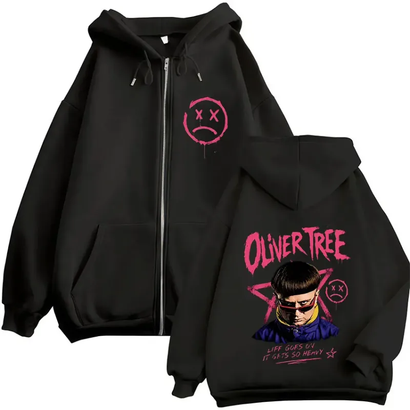 Rest in Peace Oliver Tree Zipper Hoodies Tribute Life Goes on 1993-2026 Memorial Men's Fashion Hip Hop Zip Up Hooded Sweatshirts