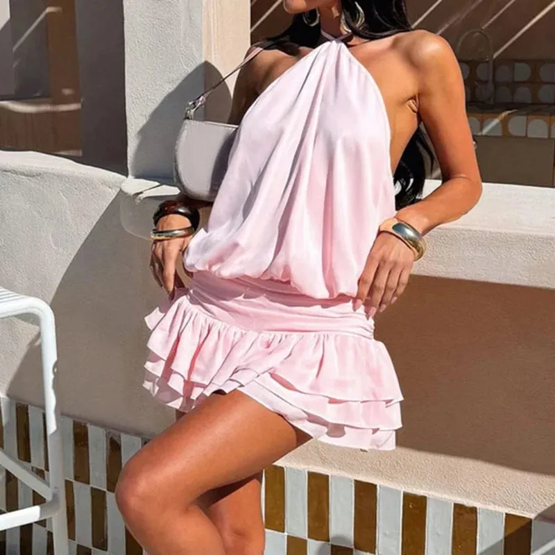 Bandage Solid Elegant Grimma Rygglös miniklänning Y2K Korsett Party Streetwear Smal Sexig Dammode Vintage Solklänning Outfits