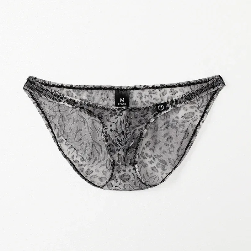 Men Leopard Printed Mesh Underwear Ice Silk Thin Breathable Low Waist Quick Dry Cool Summer Mens Briefs Panties — image 17
