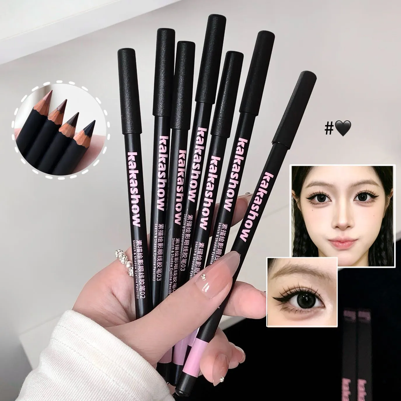 Wooden Matte Eyeliner Pencil Black Pink Brown Eye Liner Pen Long-lasting Waterproof Smudge-Proof Smooth Matte Eye Liner Makeup — image 4