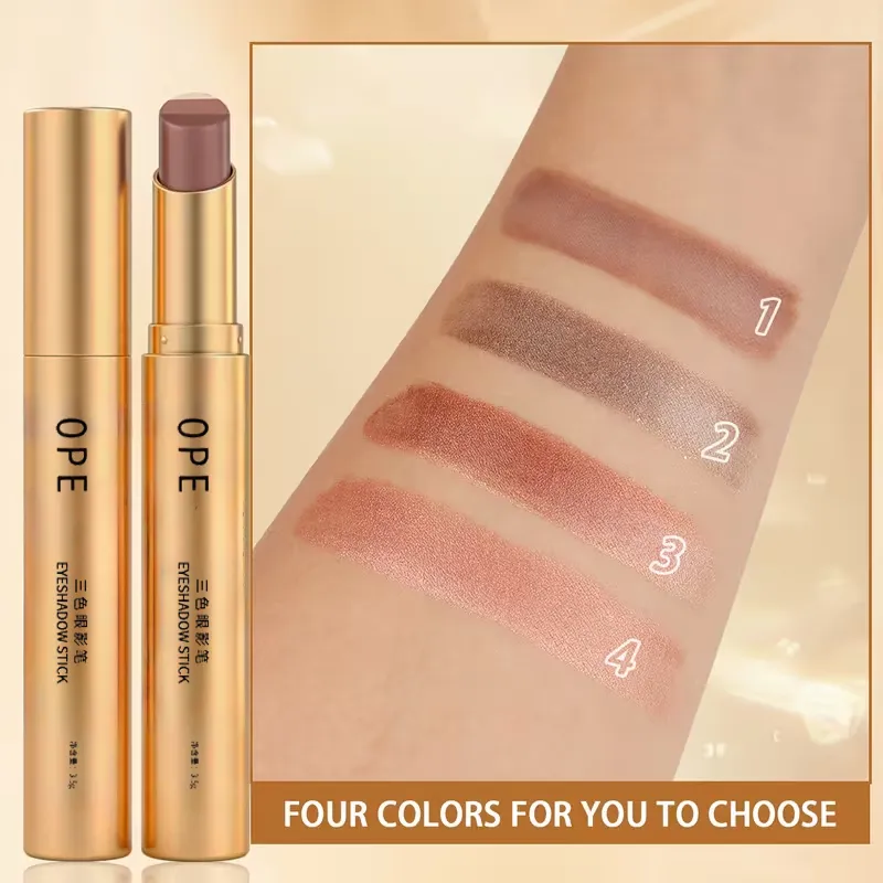 Glitter 3-Color Gradient Eyeshadow Stick Pencil Three Tone Shimmer Metallic Lazy Eye Shadow Pen Waterproof 3 in 1 Eye Makeup — image 3