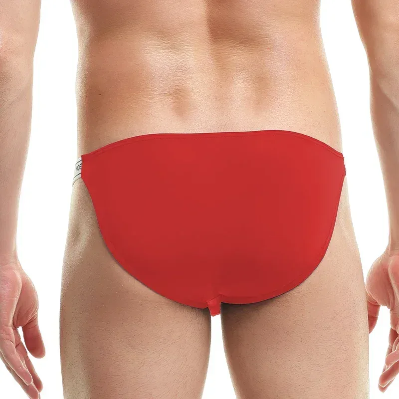 Men's Underwear Solid Color Elastic Tight Sexy Low Waist Ice Silk High Fork Thong Fitness Sports Comfortable Triangle Shorts — image 4