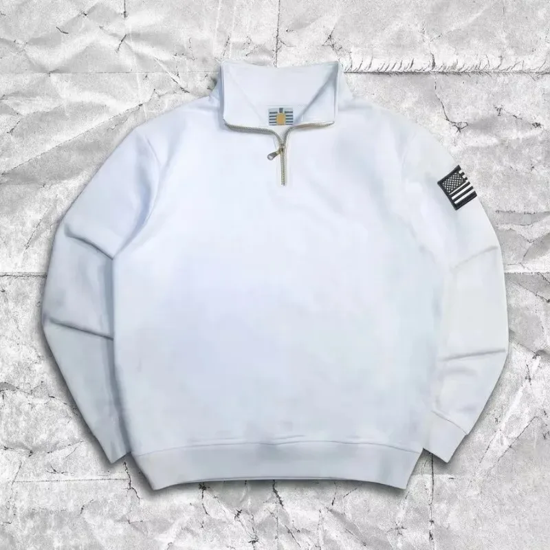Y2K Retro Quarterzip Pullover Hoodie Embroidery Sweatshirt American Vintage Old Money Casual Streetwear Unisex Oversized Coat — image 8