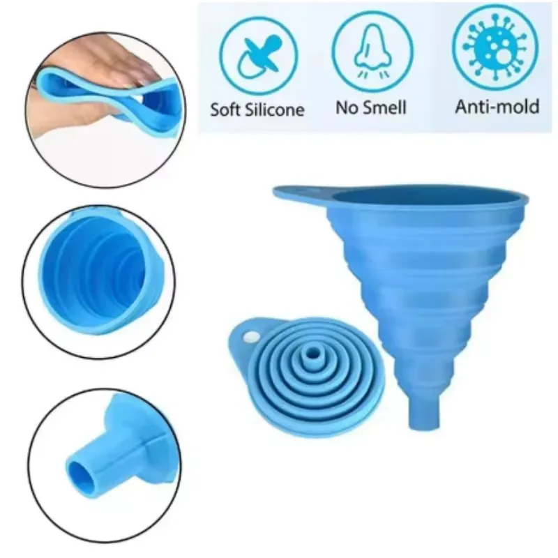 1/3/5/10 pcs S L Folding Silicone Funnel for Filling Bottles Kitchen Silicone Funnel Collapsible Kitchen Gadgets Oil Filler — image 6