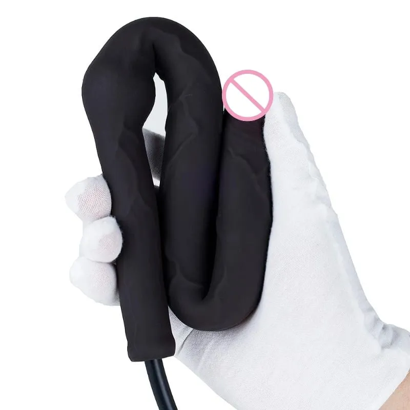 Novo super longo inflável expansão vibrador butt plug penetração profunda massagem de próstata grande pau plug anal brinquedos sexuais para homens — image 6