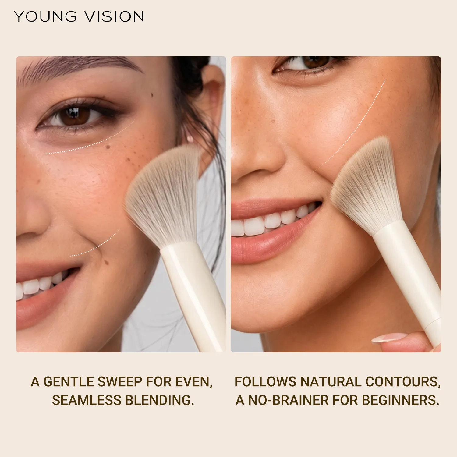 Make-up Brushes Beginner-Friendly Blush Brush with Birch Wood Handle – Soft Fluffy Face Powder Brush