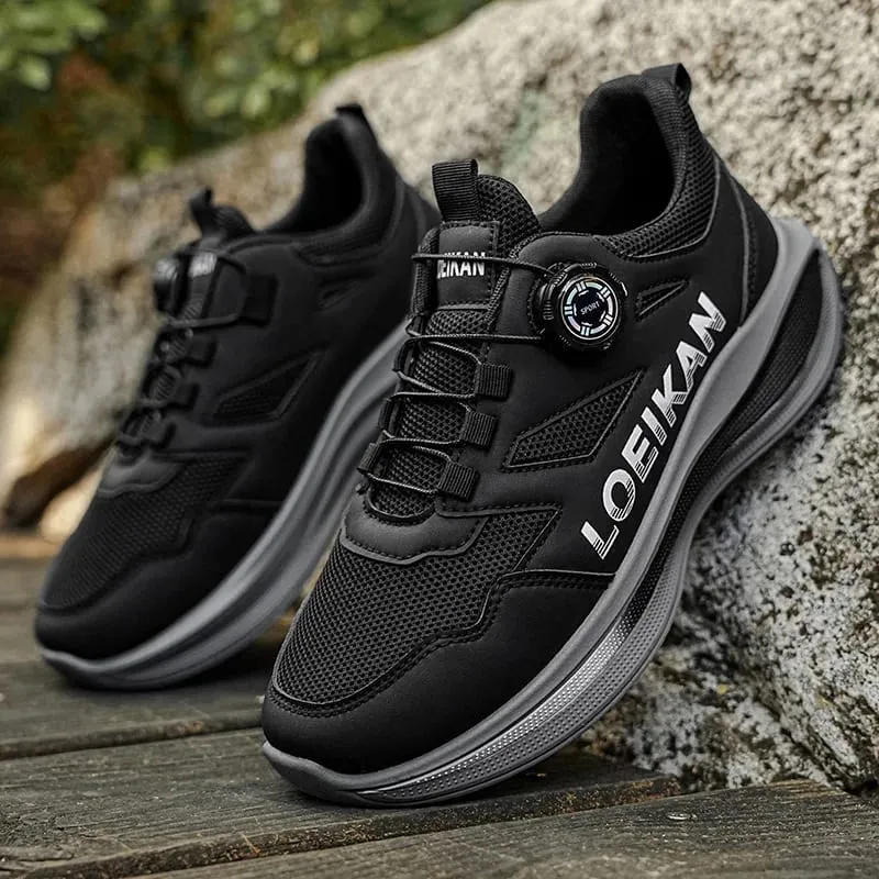 Men's Rotating Button Running Shoes Breathable Mesh Quick Lacing Athletic Sneakers — image 2