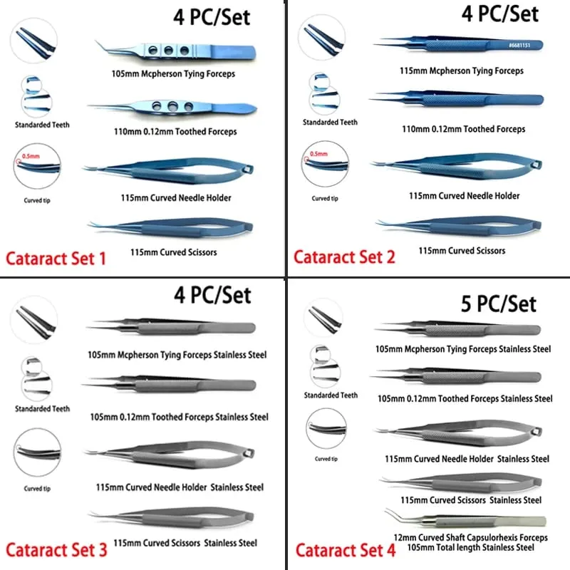 Non Medical use Cataract Set Tweezers Needle Holders 4pcs/set Household Repair Tools Hi Eye — image 1