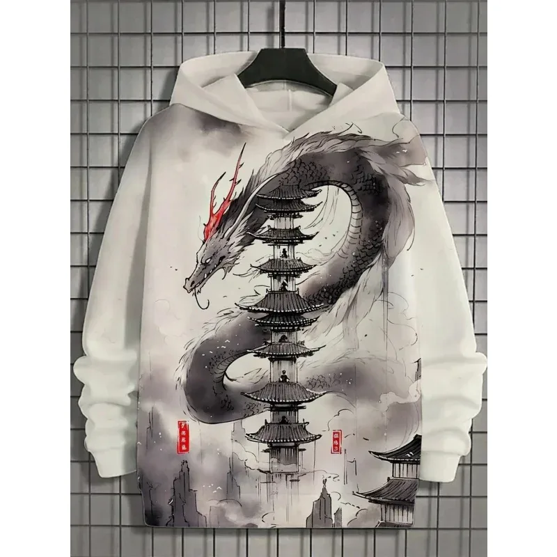 3D Printed Waves Noodles Hoodie Para sa Mga Lalaki Cool Wolf Pattern Long Sleeve Tops Casual Sweatshirt Harajuku Pullover Loose Hoodies — image 2