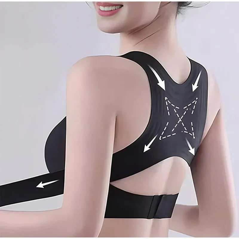 Front Buckle Cross Seamless Bra Anti-sag Gathering Push-up Coat Comfortable Sports Yoga Fitness Bra With Cross Back Support — image 6
