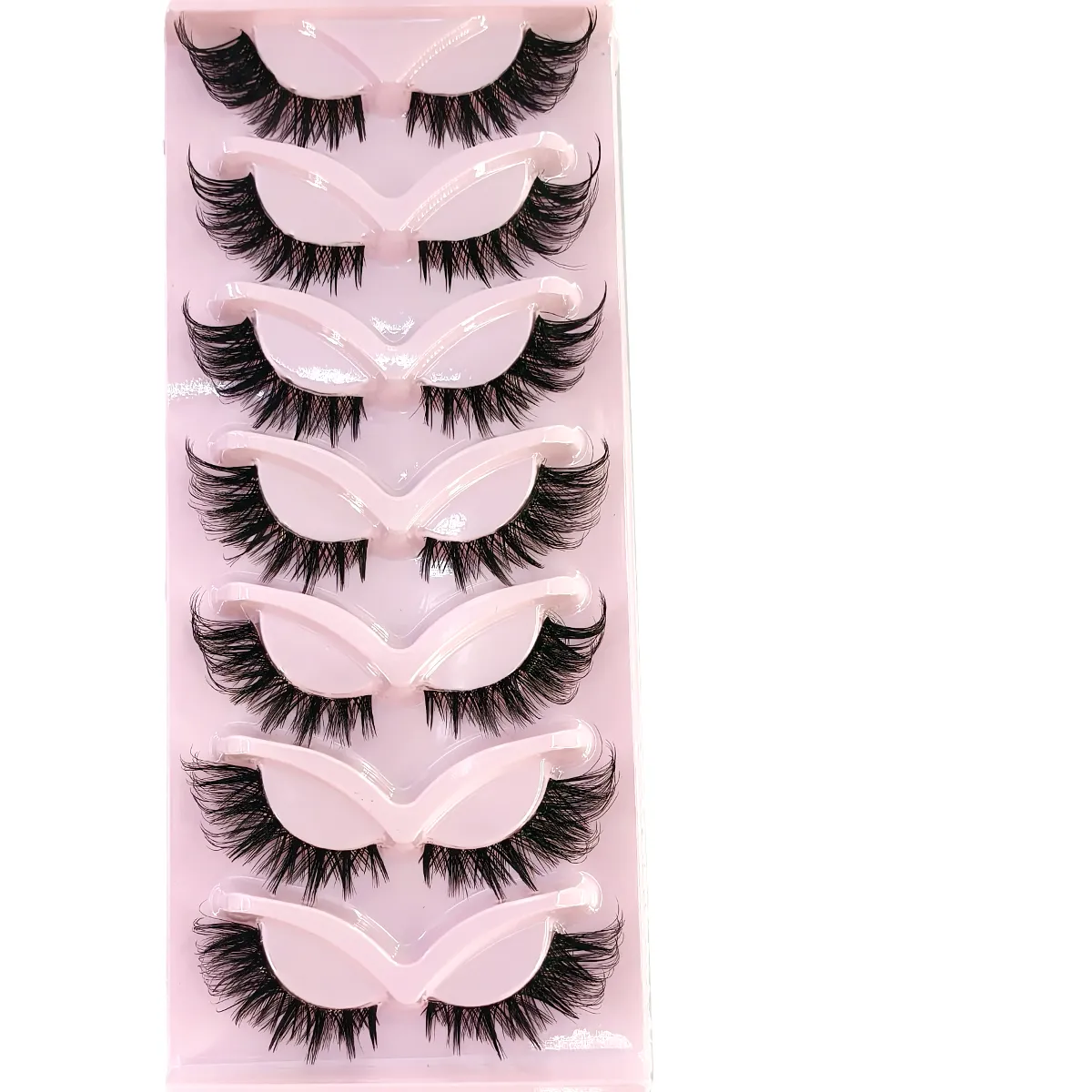 HBZGTLAD7pairs Fox Eye Lashes Wispy Faux Mink Lashes Volume Fairy Cat Eye Lashes That Look Like Extensions Spiky Fake Eyelashes — image 3