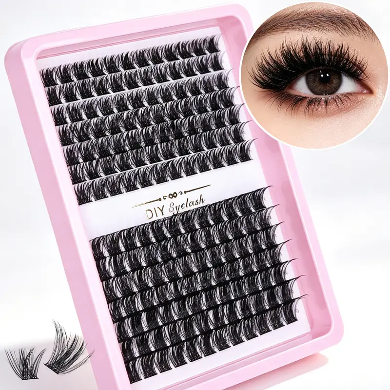 D Curl Cluster Lashes Individual Eyelash Extensions Fluffy False Lashes Segmented DIY Lash Clusters for Home Daily Eye Makeup