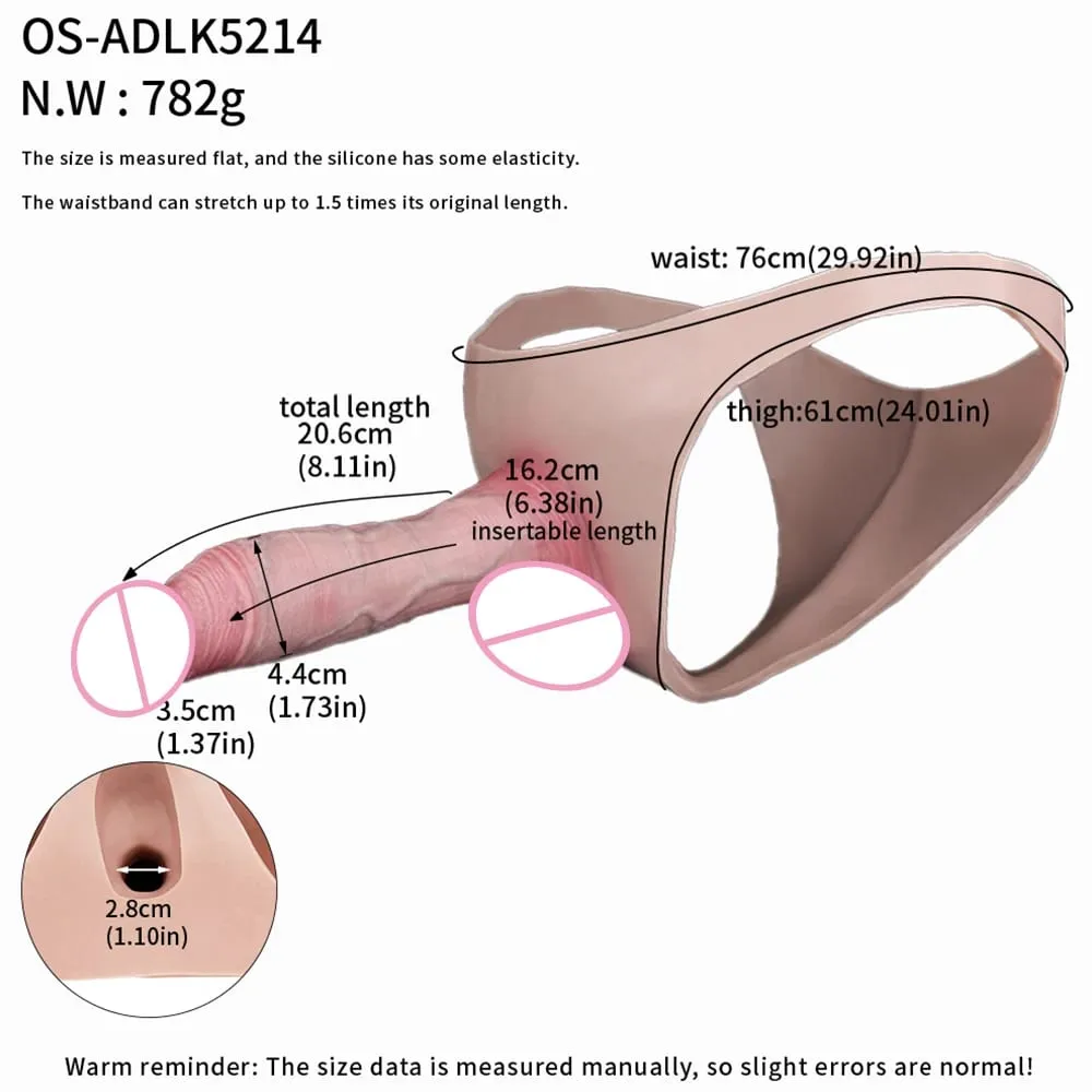 Højtalje realistisk penisærme насадка на член Strap On Hollow Dildotrusser Silikone Dick Extender Sexlegetøj til mænd