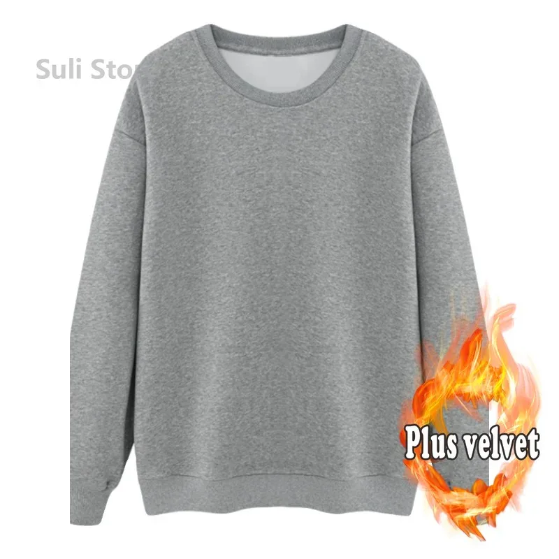 2026 Burgundy 500g Heavyweight Fleece-Lined Crew Neck Sweatshirt Unisex Autumn Winter Base Shirt Pullover Loose Top — image 3
