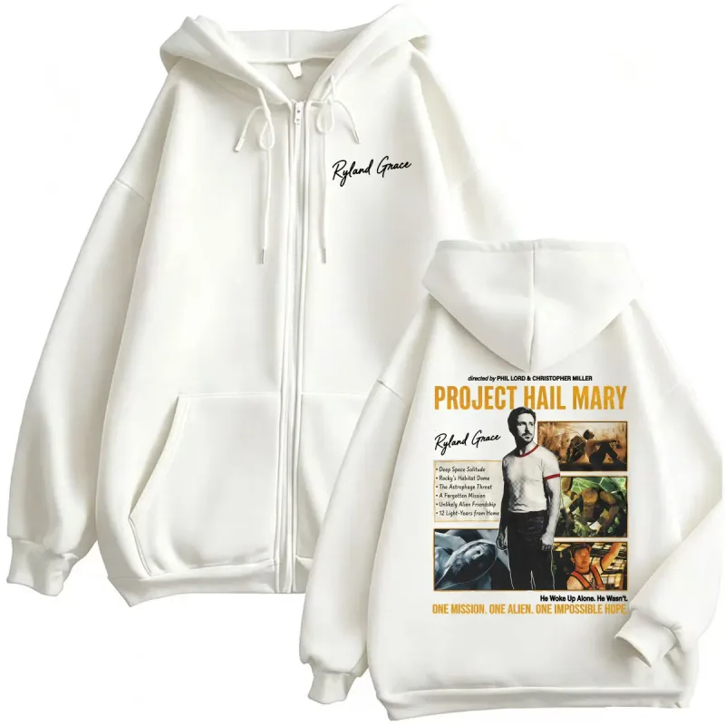 Project Hail Mary 2026 Movie Zip Up Hoodies Funny Ryland Grace Jacket Sweatshirts Coats Men Women Casual Fleece Zipper Pullovers — image 6