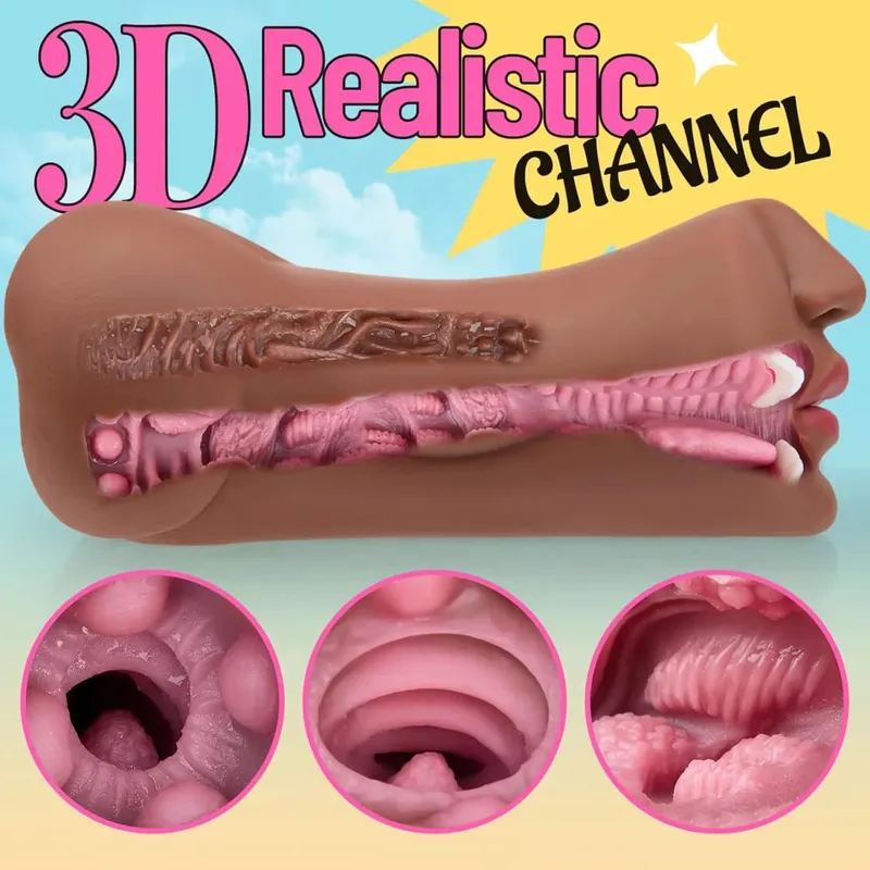 3 IN 1 Artificial Real Pussy Oral Anal Vagin Male Masturbator Deep Throat Blowjob Massager Masturbator Adult Sex Toys for Men — image 4