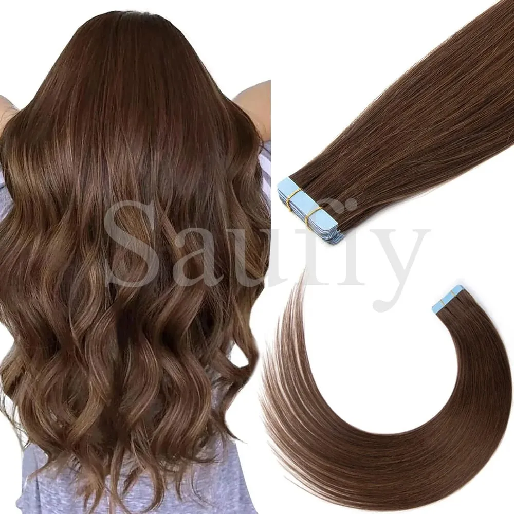 Fita reta loira em extensões de cabelo humano 20 unidades / pacote em linha reta natural preto loiro marrom fita ins extensões de cabelo 12-20 polegadas fita de trama de pele dupla face sem costura em extensões de cabelo para mulheres — image 12