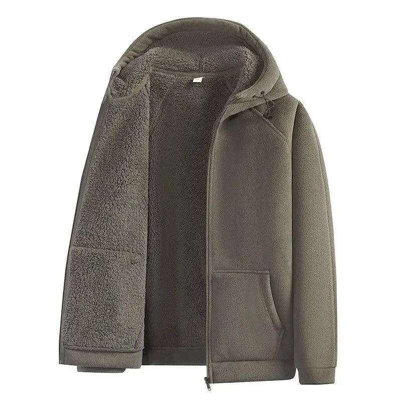 Men Polar Fleece Hooded Jacket 2025 Autumn Winter Men Thicken Warm Parkas Coats Men Soild Color Jackets Male Hoodies Sweatshirt — image 4