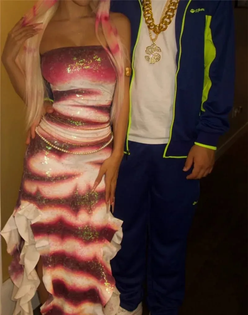 Halloween Shark Tale-dräkt för vuxna Oscar och Lola Pardräkt Halloween Kvinnor Sparkle Ruffle Fåll Axelbandslös Fish Cosplay — image 5