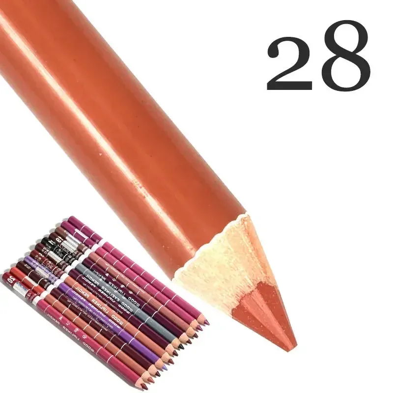 Delineador labial antiincrustante profissional, 28 cores, caneta de batom profissional, à prova d'água, lápis de contorno labial, maquiagem duradoura, delineador cremoso