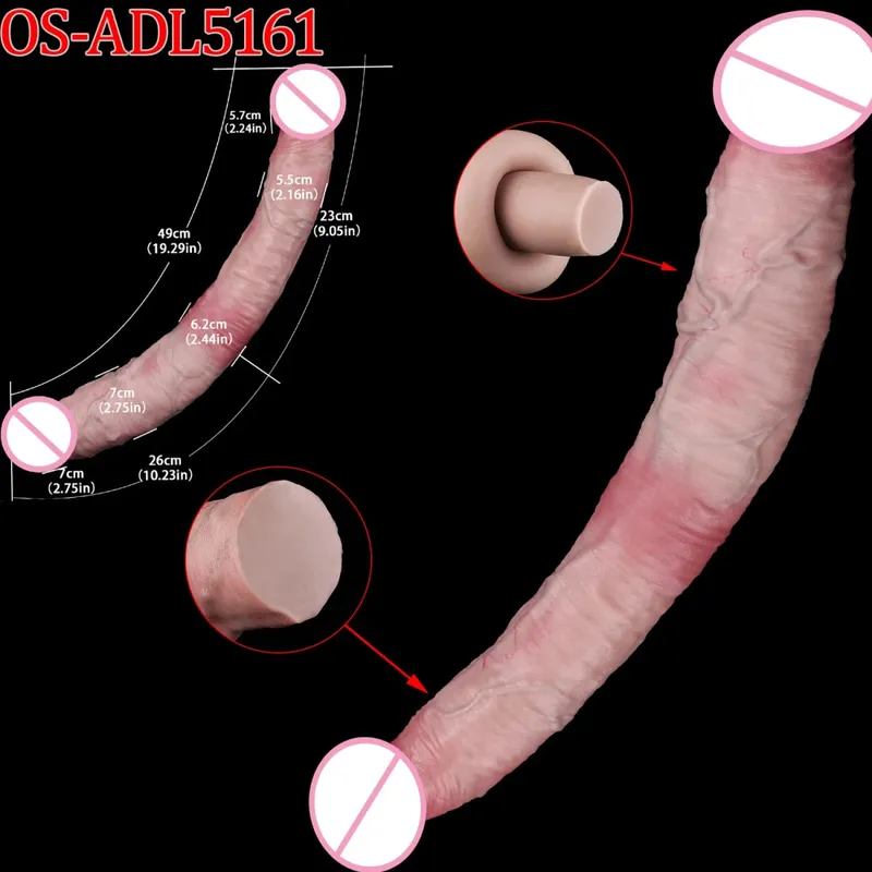 47cm Makatotohanang Mahabang Dildos Double Head Anal Vaginal Stimulator Sex Toy na May Sucker Para sa Lesbian Couples Gay Men Adult Tools — image 12