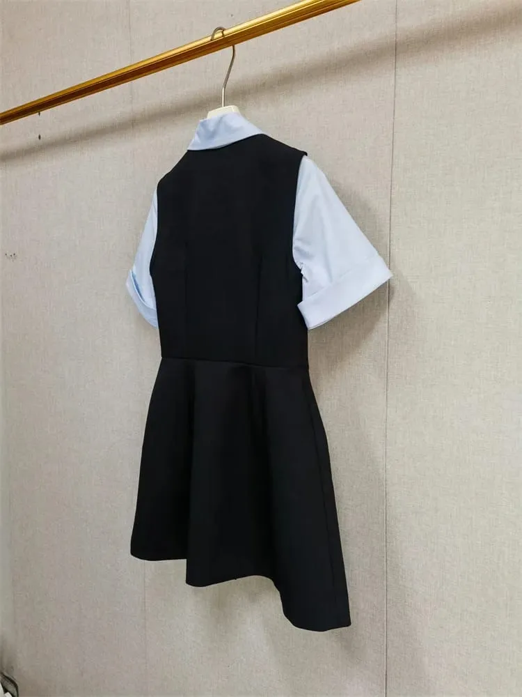 26 Early Spring Design Three Dimensional Cutting Color Blocked Women's Shirt Dress — image 5