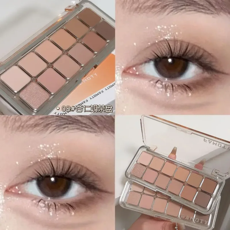 Palette de fards à paupières 12 couleurs à faible Saturation, tout mat, thé abricot, maquillage pour les yeux, maquillage quotidien de la terre, ombres à paupières longue durée
