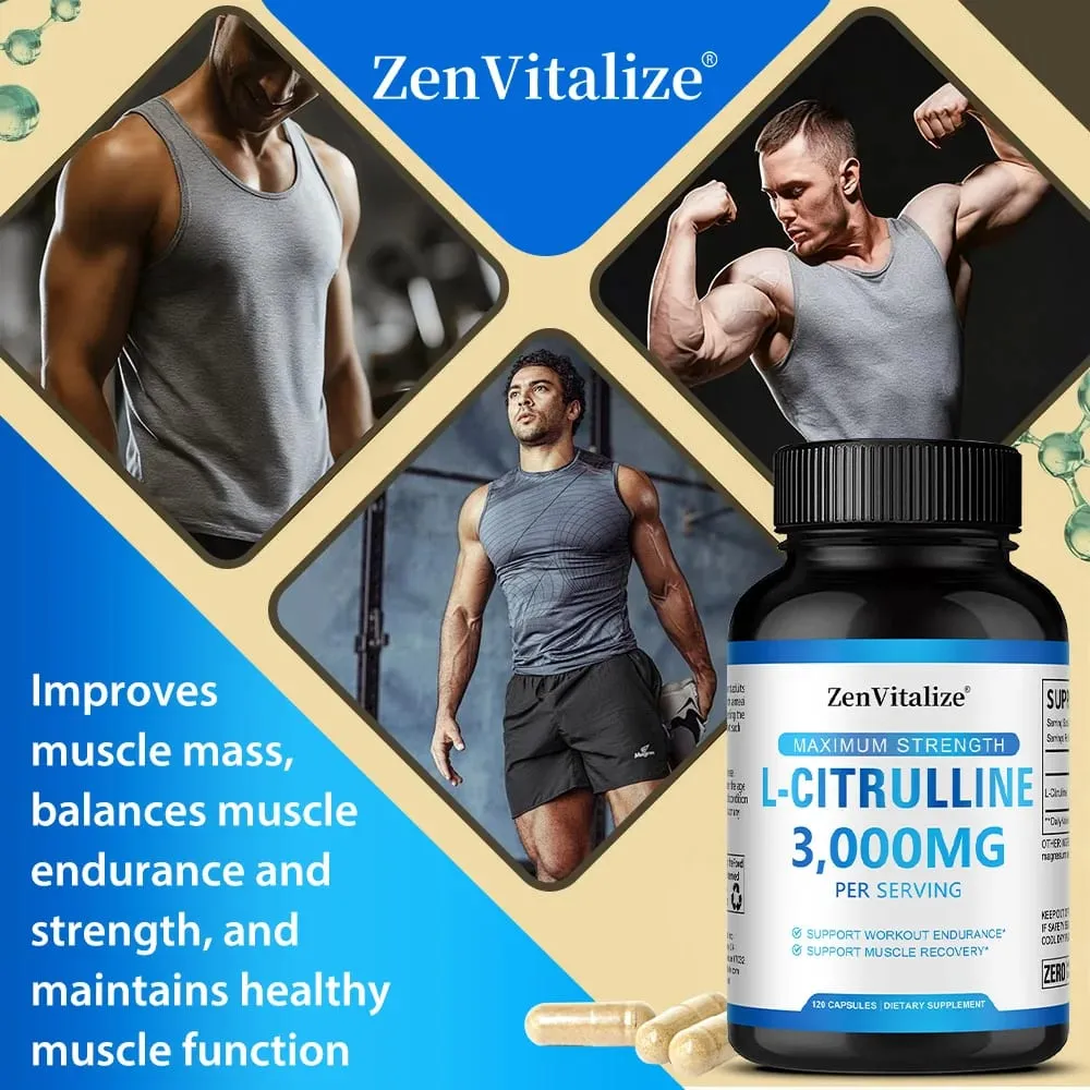 L Citrulline 3000mg Supplement Capsules for Men & Women - Muscle Recovery & Workout Endurance - Vegan Non-GMO — image 5
