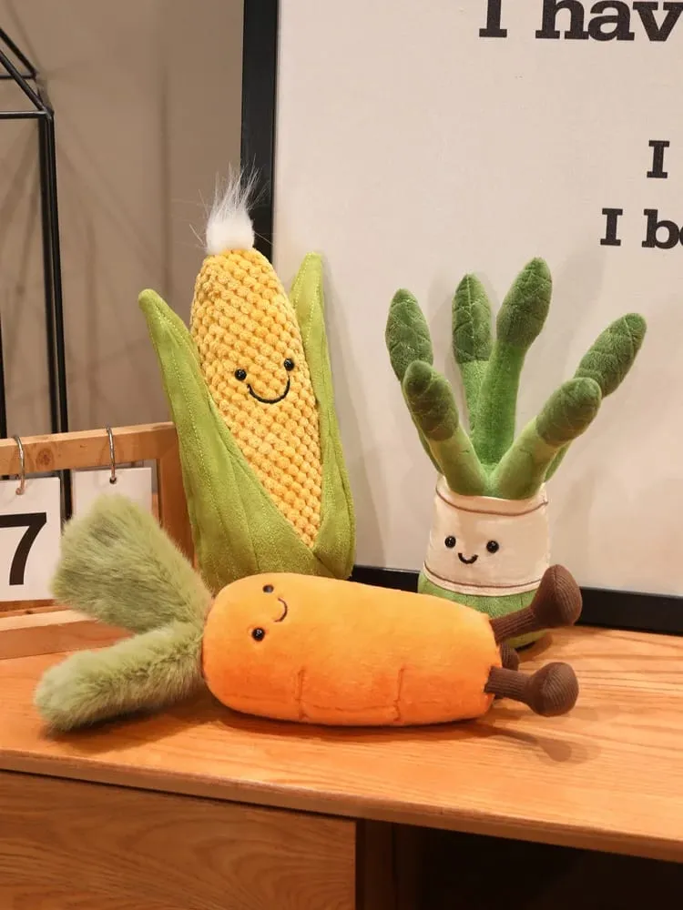 Stuffed Humanoid Vegetable Plush Pillow Smiling Corn Carrot Asparagus Doll with Legs Decor Prop Gift — image 8