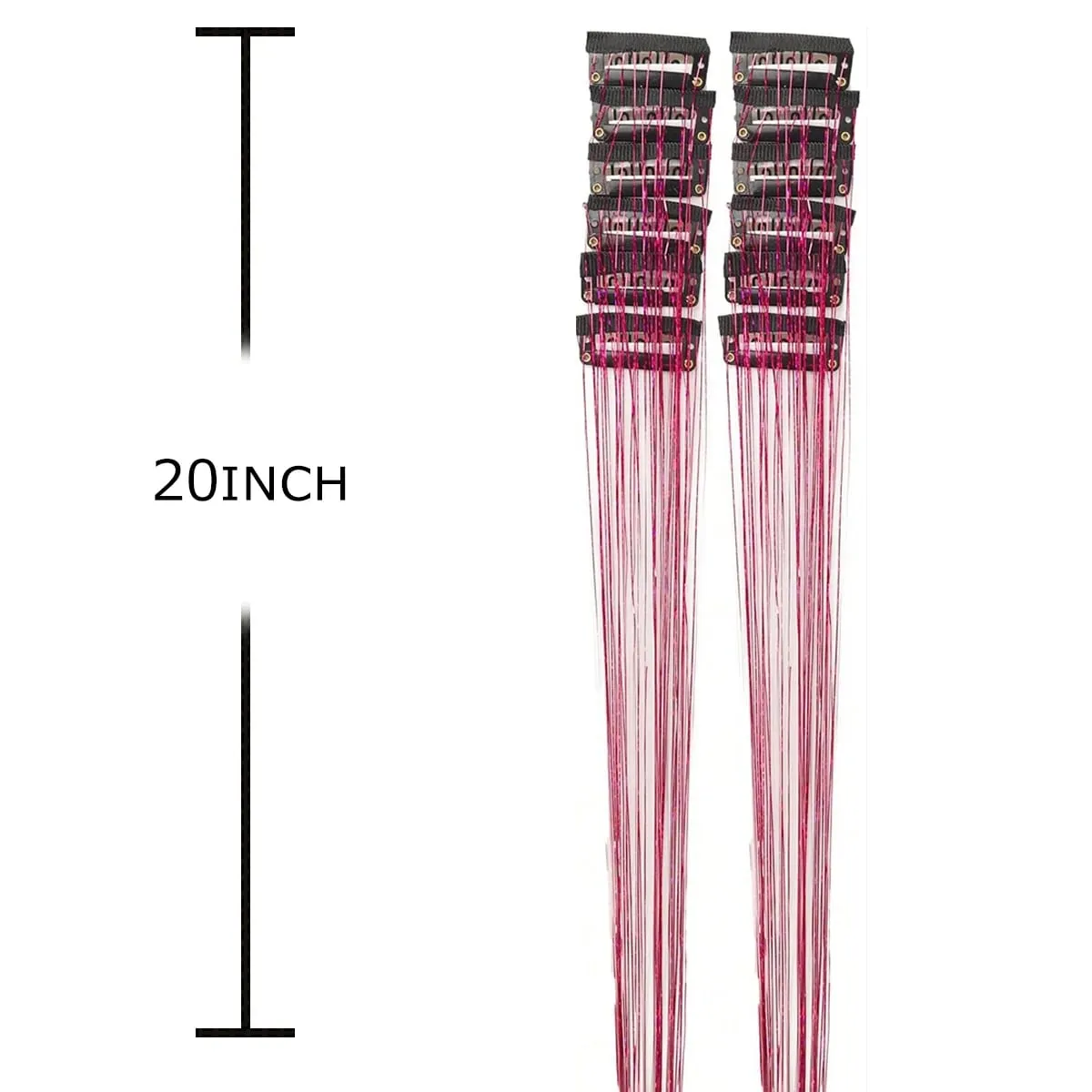 12Pcs Synthetic Hair Tinsel Clip in 20Inch Glitter Tinsel Hair Clip in Hair Tinsel Kit Heat Resistant Shiny Sparkle Fairy Hair — image 3