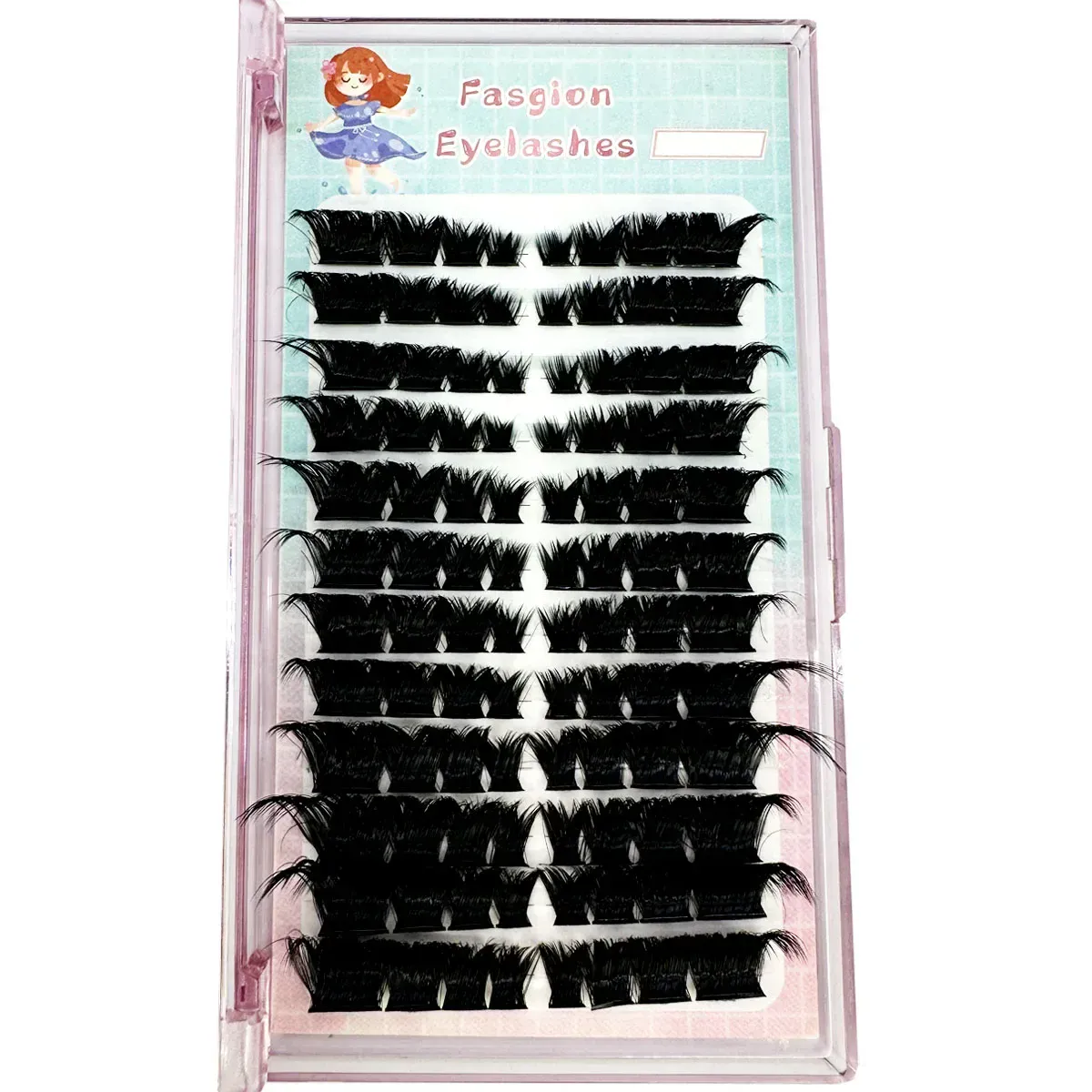 Új Thick Fluffy Single Mix 3D Segmented Natural Minkr Eyelash Extension Fox Eye Effect LashesClusteIndividual műszempillák — image 2