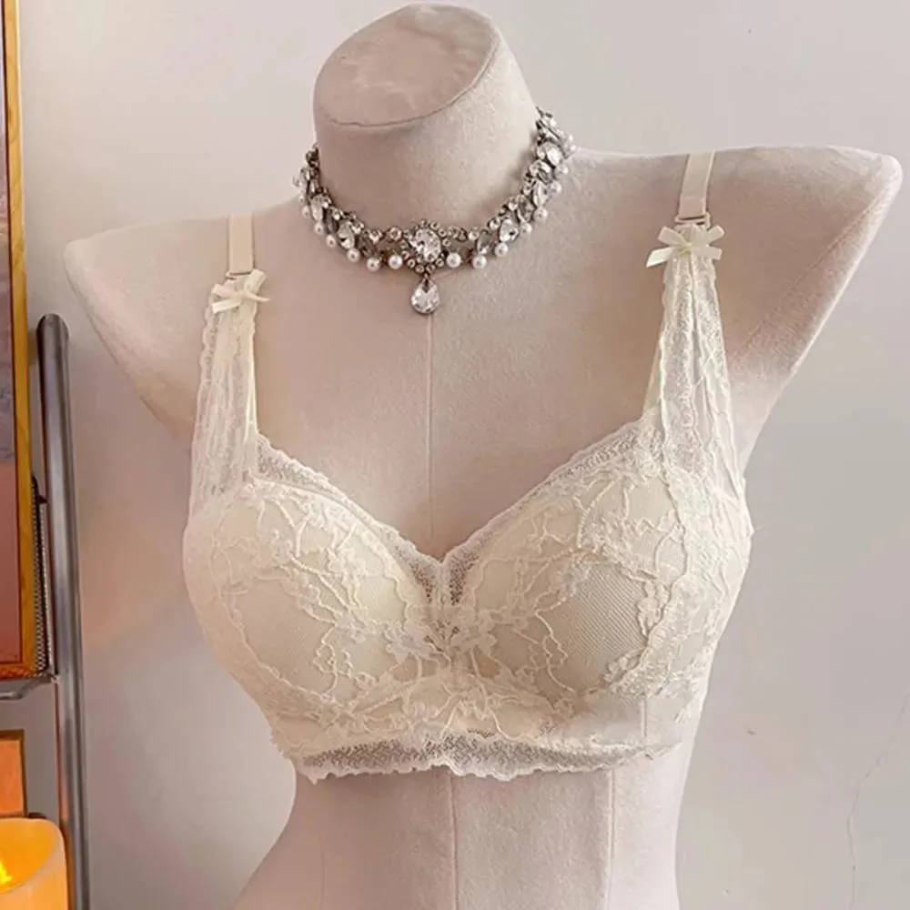 セクシーな BANERDANNI Halter Lace Bra Bow Padded Push Up Wireless Brassiere Soft Lingerie Small Bust Ladies Daily Casual Underwear — image 5