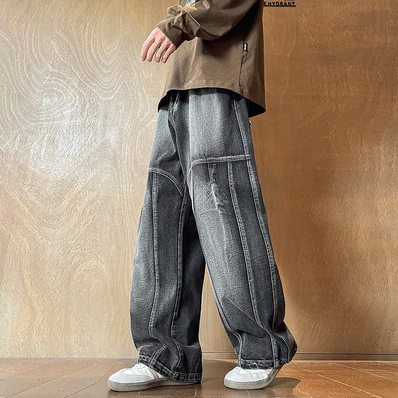 Men's Jeans Man Pants Spring American Retro Patchwork Comfortable Big Size Loose Denim Pants Plus Size Bottoms Stylish Casual — image 5