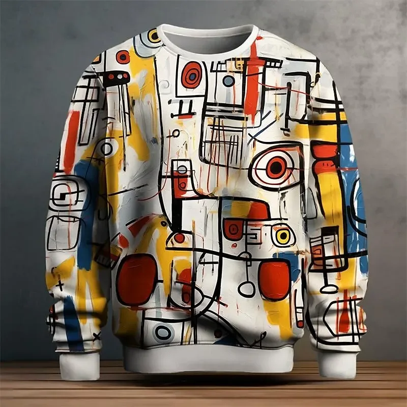 Mga Graphic na Sweatshirt ng Kalalakihan Para sa Mga Lalaki Graffiti Pullover Long Sleeve Sweatshirt Crew Neck Fashion Pang-araw-araw na Kaswal na Bakasyon sa Bakasyon Bago