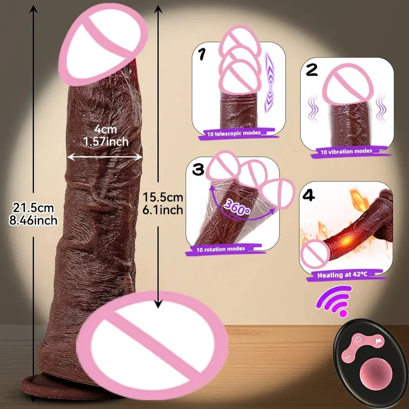 Huge Big Soft Vibrator Heating Realistic Dildo for Woman Men Wireless Telescopic Dick Masturbator Penis G Spot Vagina Anal — image 13